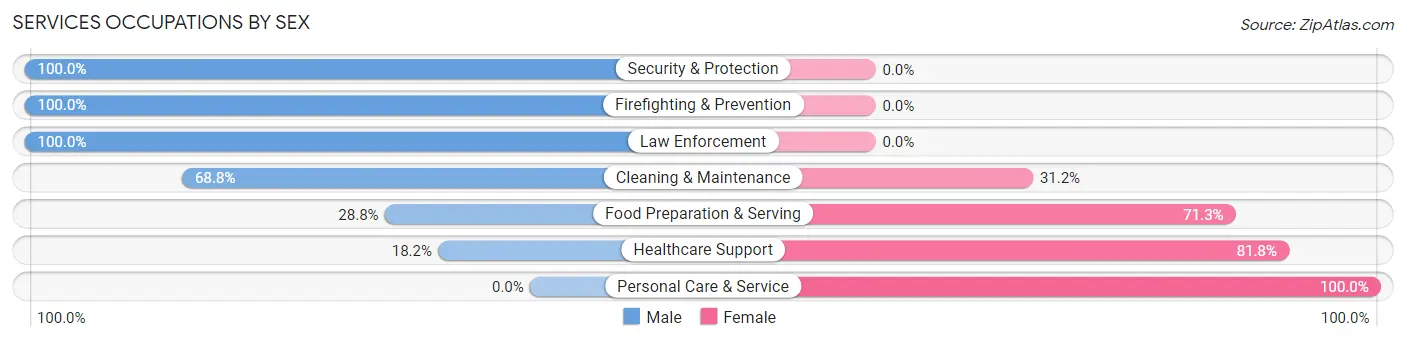 Services Occupations by Sex in Zip Code 03446