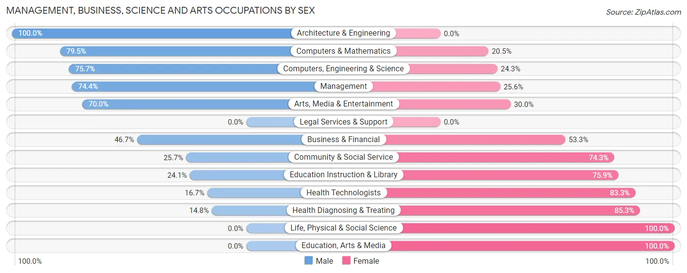 Management, Business, Science and Arts Occupations by Sex in Zip Code 03447