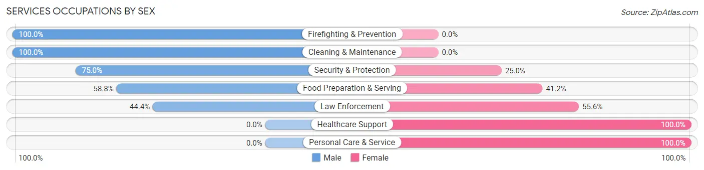 Services Occupations by Sex in Zip Code 03448