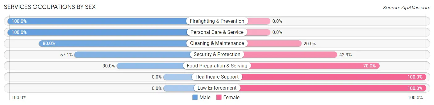 Services Occupations by Sex in Zip Code 03450