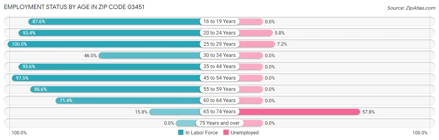 Employment Status by Age in Zip Code 03451
