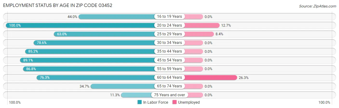 Employment Status by Age in Zip Code 03452