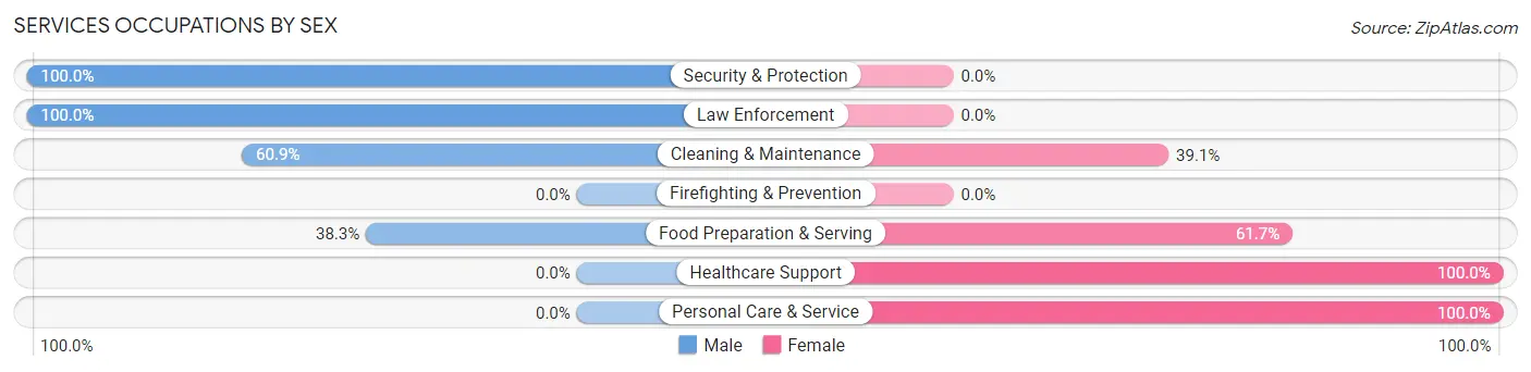 Services Occupations by Sex in Zip Code 03452