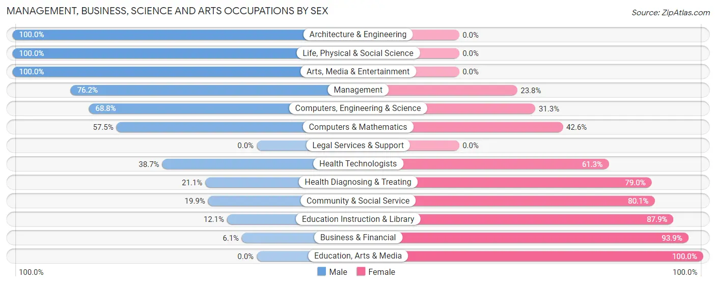 Management, Business, Science and Arts Occupations by Sex in Zip Code 03455