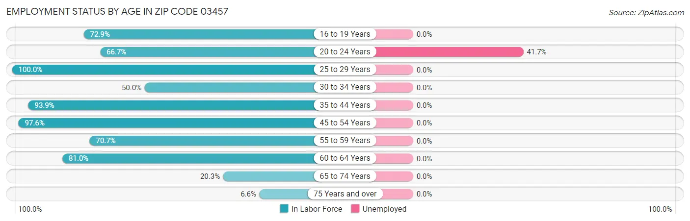 Employment Status by Age in Zip Code 03457