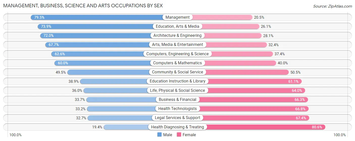 Management, Business, Science and Arts Occupations by Sex in Zip Code 03461