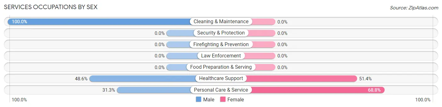 Services Occupations by Sex in Zip Code 03466