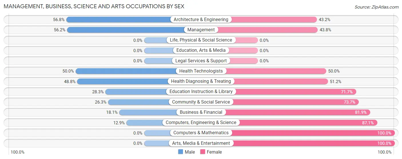 Management, Business, Science and Arts Occupations by Sex in Zip Code 03574