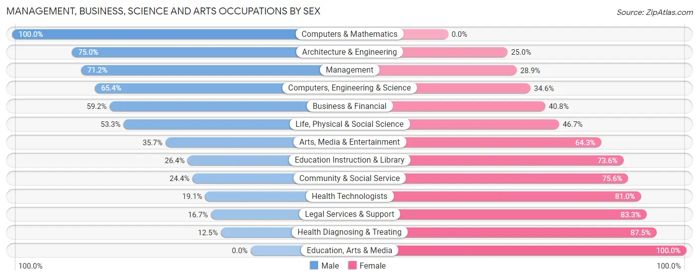 Management, Business, Science and Arts Occupations by Sex in Zip Code 03580