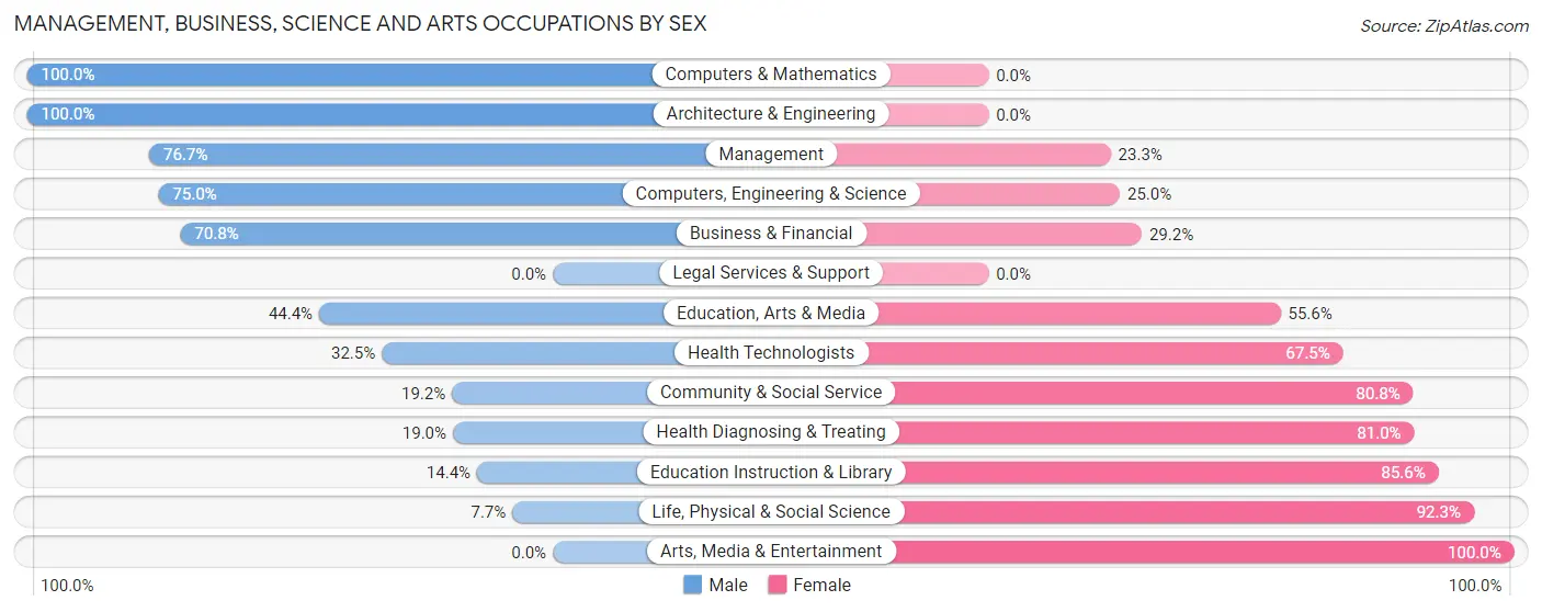 Management, Business, Science and Arts Occupations by Sex in Zip Code 03581
