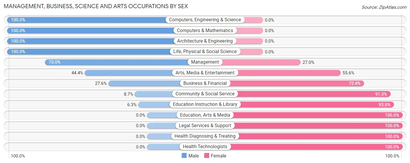 Management, Business, Science and Arts Occupations by Sex in Zip Code 03582