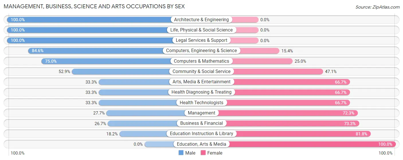 Management, Business, Science and Arts Occupations by Sex in Zip Code 03586