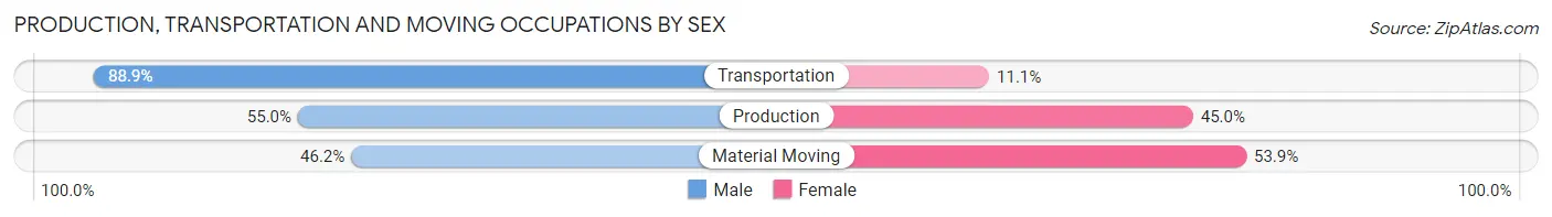 Production, Transportation and Moving Occupations by Sex in Zip Code 03588