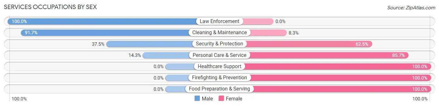 Services Occupations by Sex in Zip Code 03590