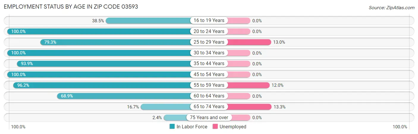 Employment Status by Age in Zip Code 03593