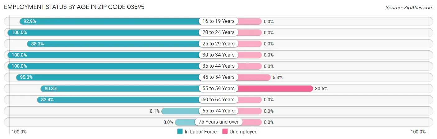 Employment Status by Age in Zip Code 03595
