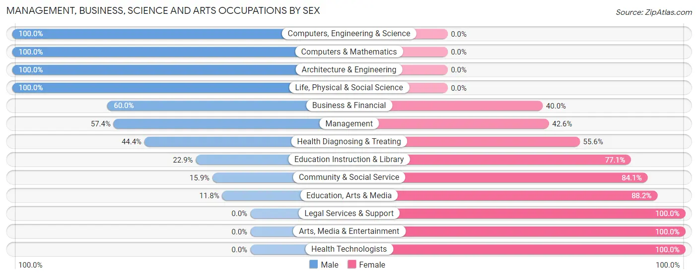 Management, Business, Science and Arts Occupations by Sex in Zip Code 03595