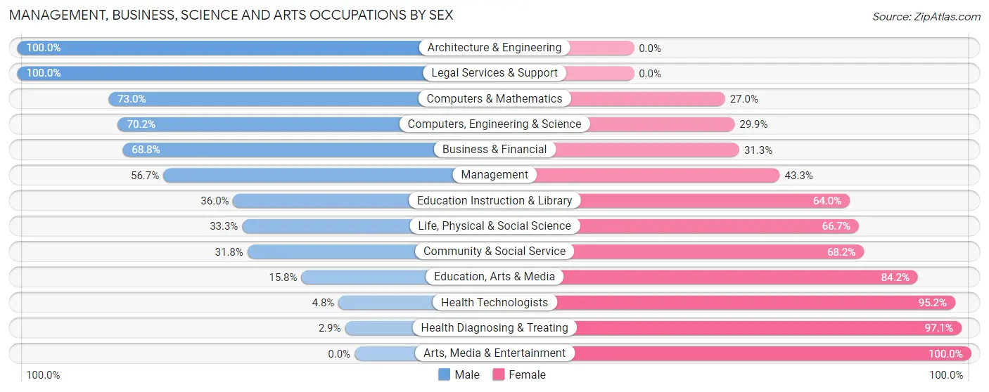 Management, Business, Science and Arts Occupations by Sex in Zip Code 03602