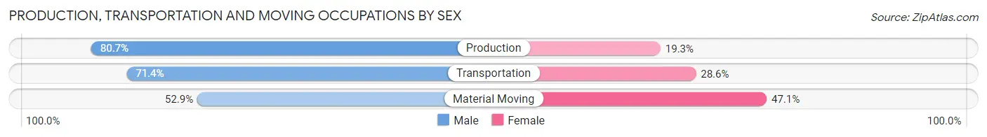 Production, Transportation and Moving Occupations by Sex in Zip Code 03602