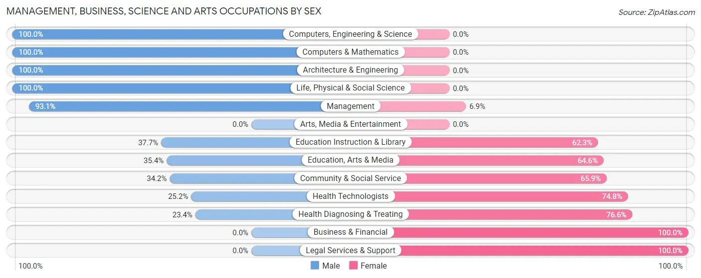 Management, Business, Science and Arts Occupations by Sex in Zip Code 03603