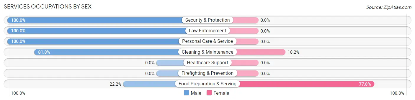 Services Occupations by Sex in Zip Code 03607