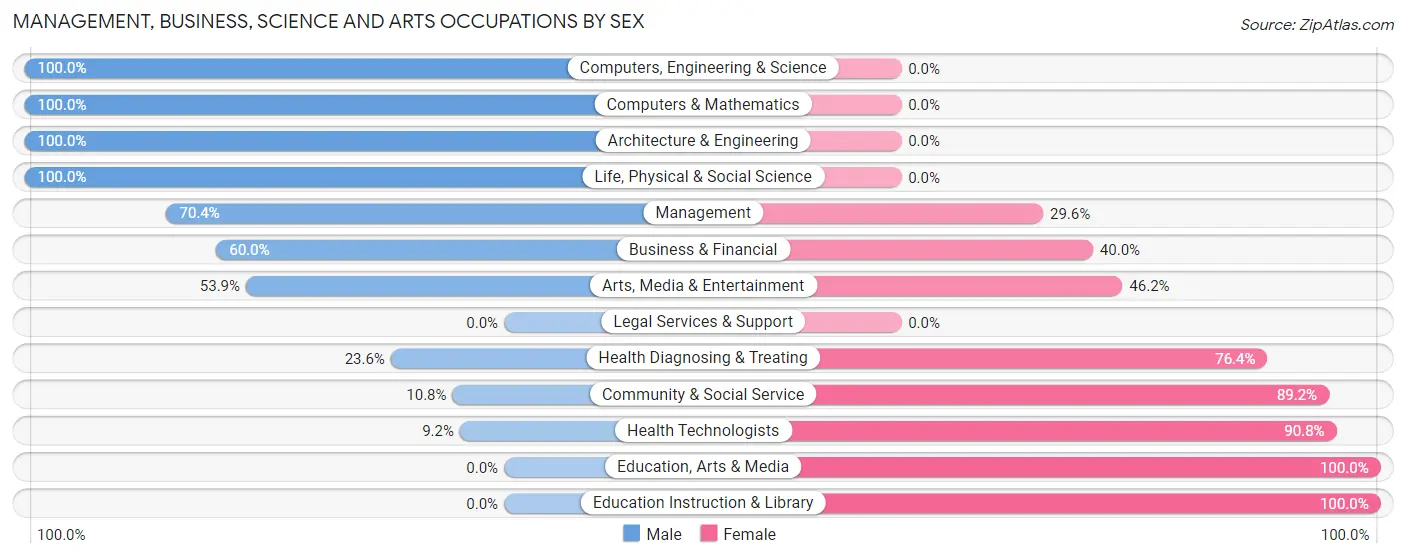 Management, Business, Science and Arts Occupations by Sex in Zip Code 03608