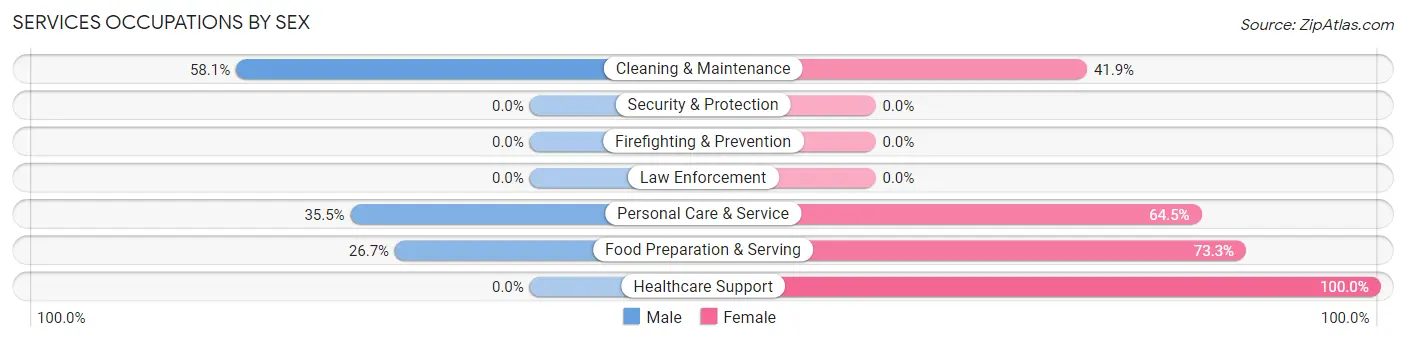 Services Occupations by Sex in Zip Code 03745