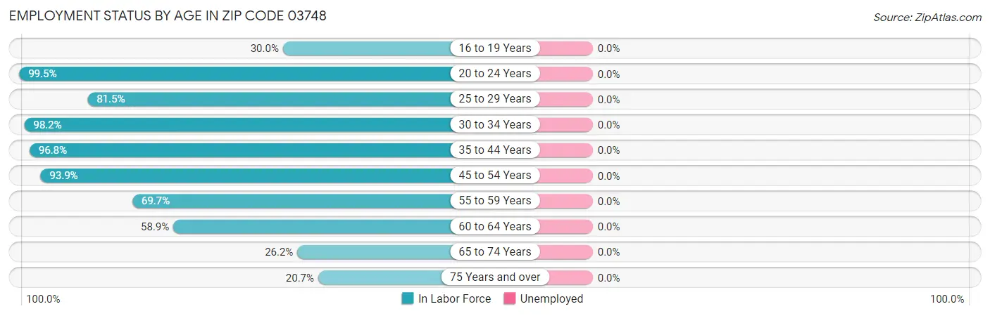 Employment Status by Age in Zip Code 03748