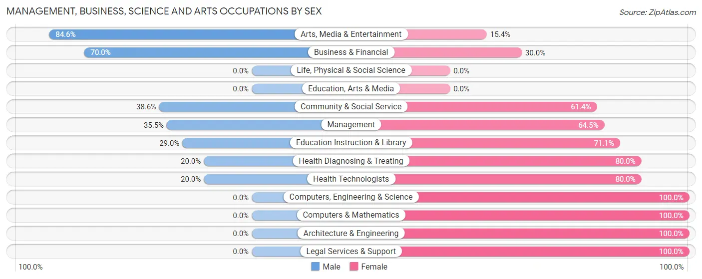 Management, Business, Science and Arts Occupations by Sex in Zip Code 03752