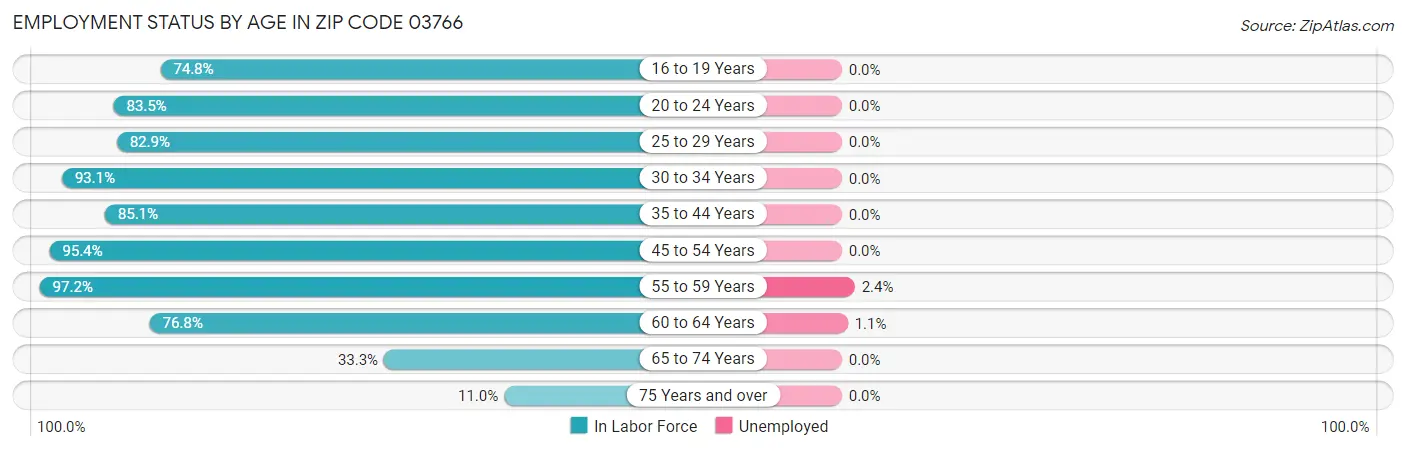 Employment Status by Age in Zip Code 03766