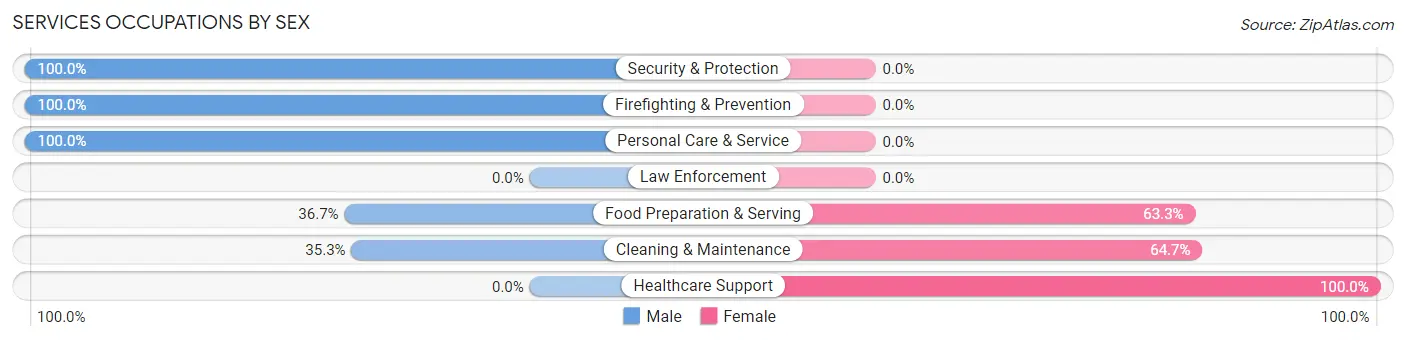 Services Occupations by Sex in Zip Code 03768