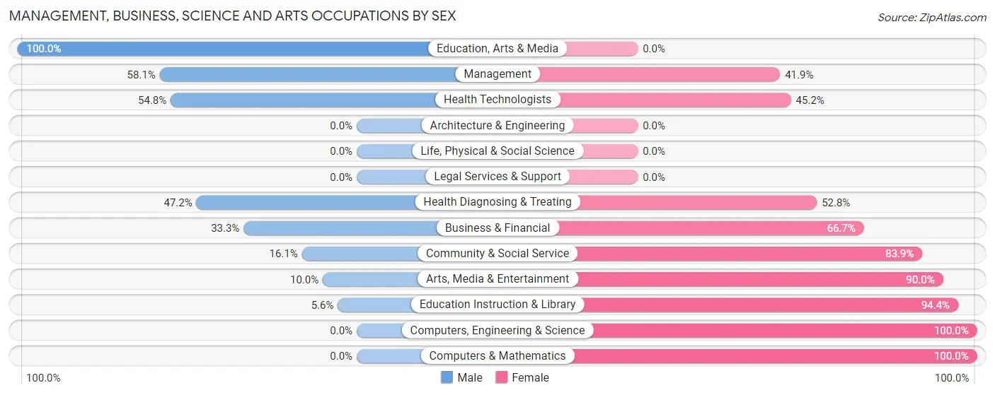 Management, Business, Science and Arts Occupations by Sex in Zip Code 03771