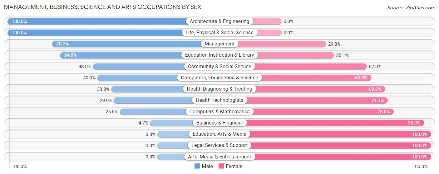 Management, Business, Science and Arts Occupations by Sex in Zip Code 03781