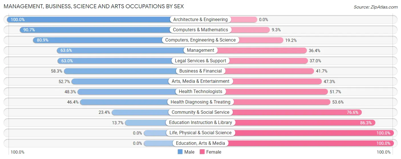 Management, Business, Science and Arts Occupations by Sex in Zip Code 03782