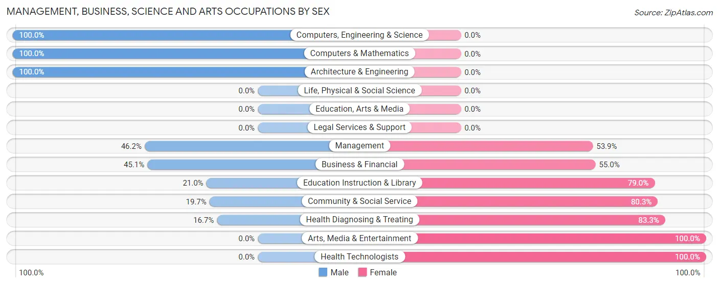 Management, Business, Science and Arts Occupations by Sex in Zip Code 03809
