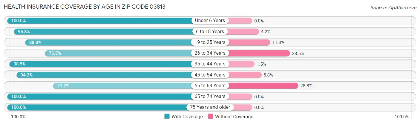 Health Insurance Coverage by Age in Zip Code 03813