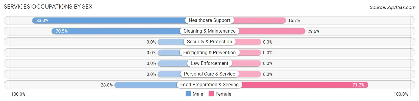 Services Occupations by Sex in Zip Code 03814