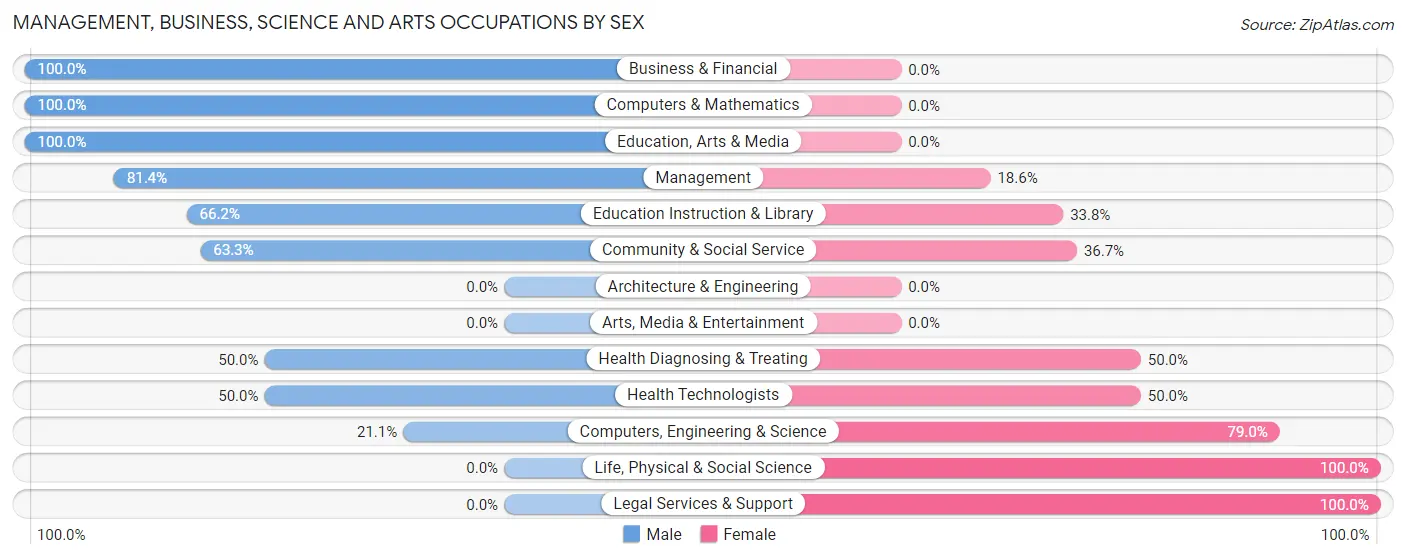 Management, Business, Science and Arts Occupations by Sex in Zip Code 03816