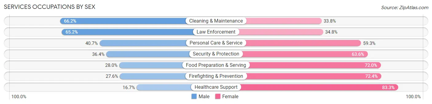 Services Occupations by Sex in Zip Code 03824