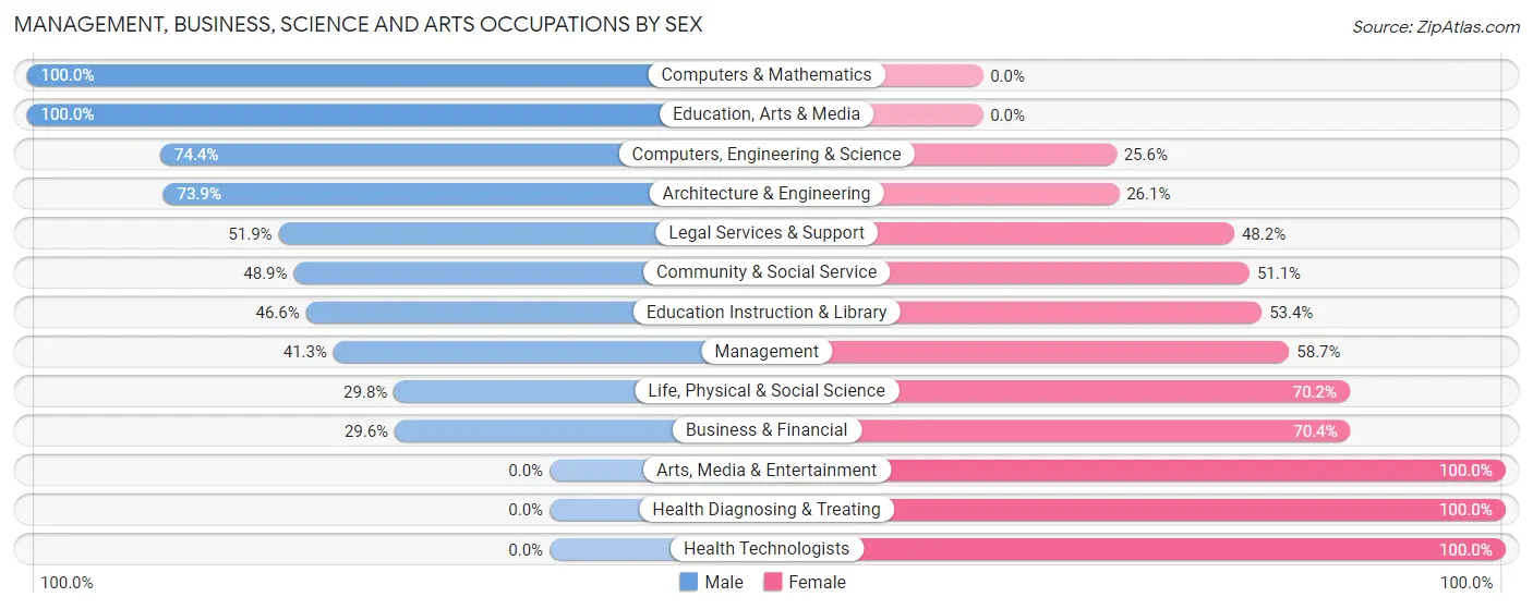 Management, Business, Science and Arts Occupations by Sex in Zip Code 03826