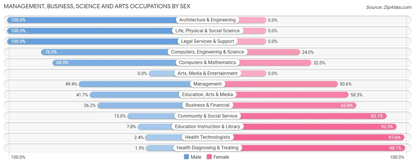 Management, Business, Science and Arts Occupations by Sex in Zip Code 03835