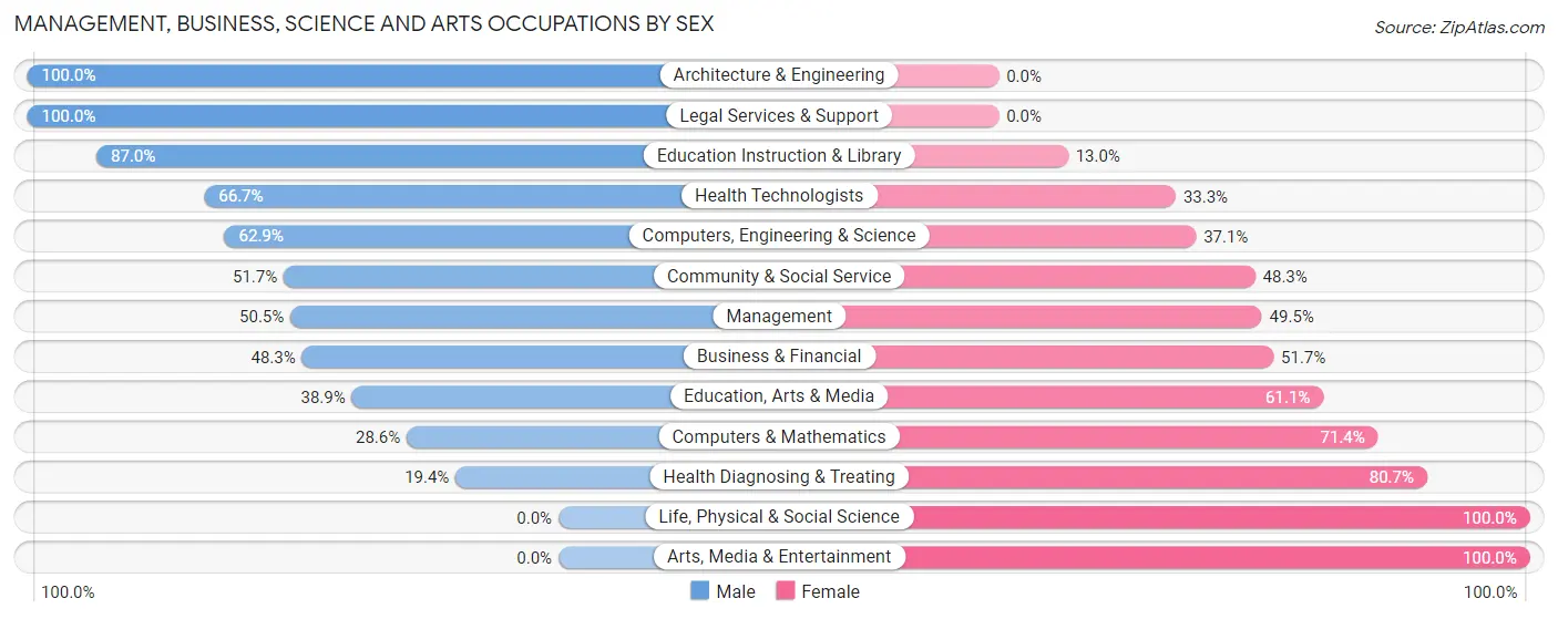 Management, Business, Science and Arts Occupations by Sex in Zip Code 03836