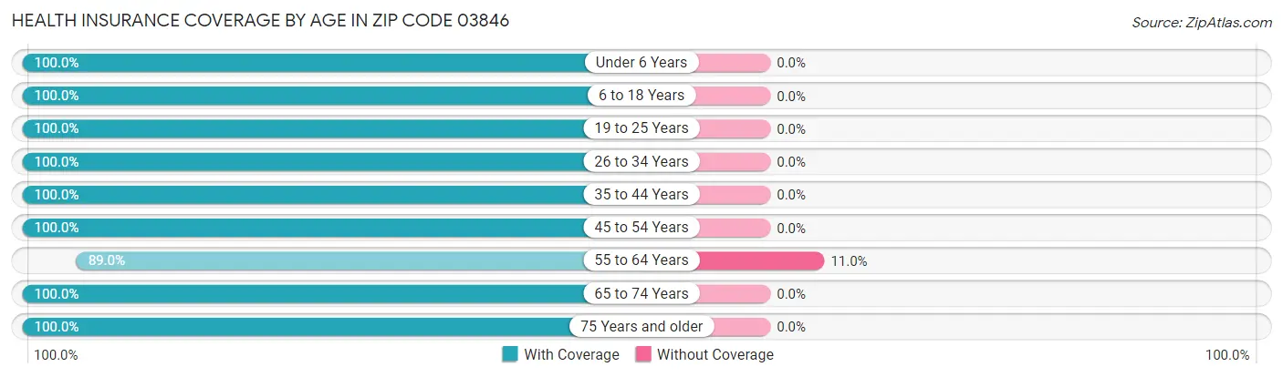 Health Insurance Coverage by Age in Zip Code 03846