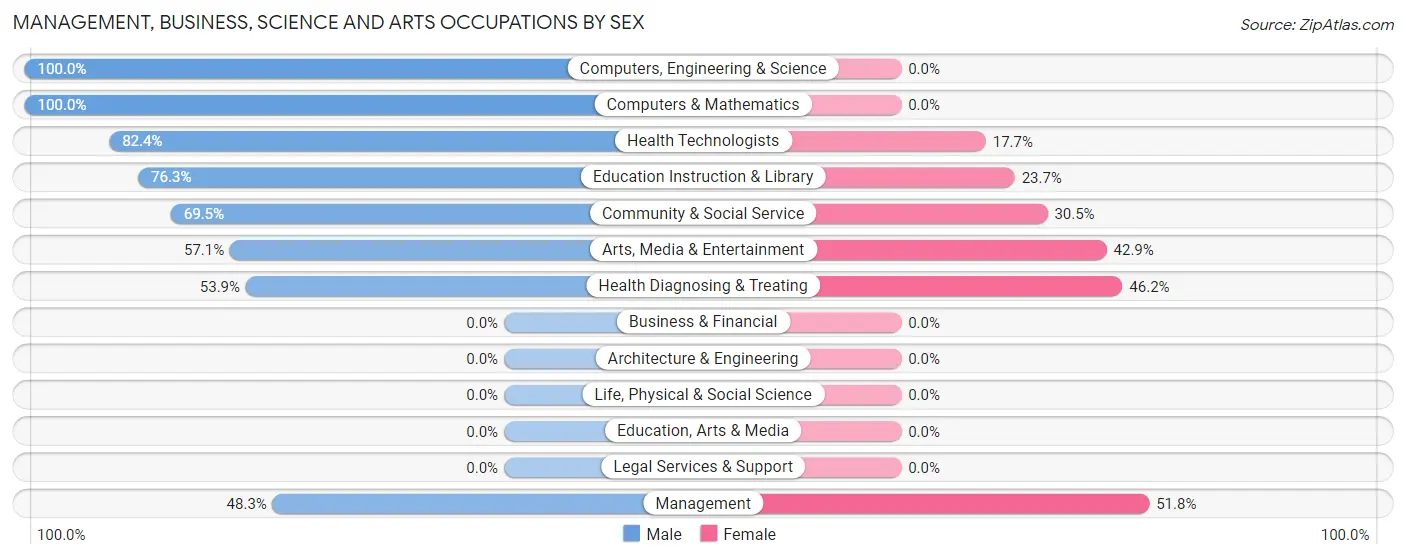 Management, Business, Science and Arts Occupations by Sex in Zip Code 03846