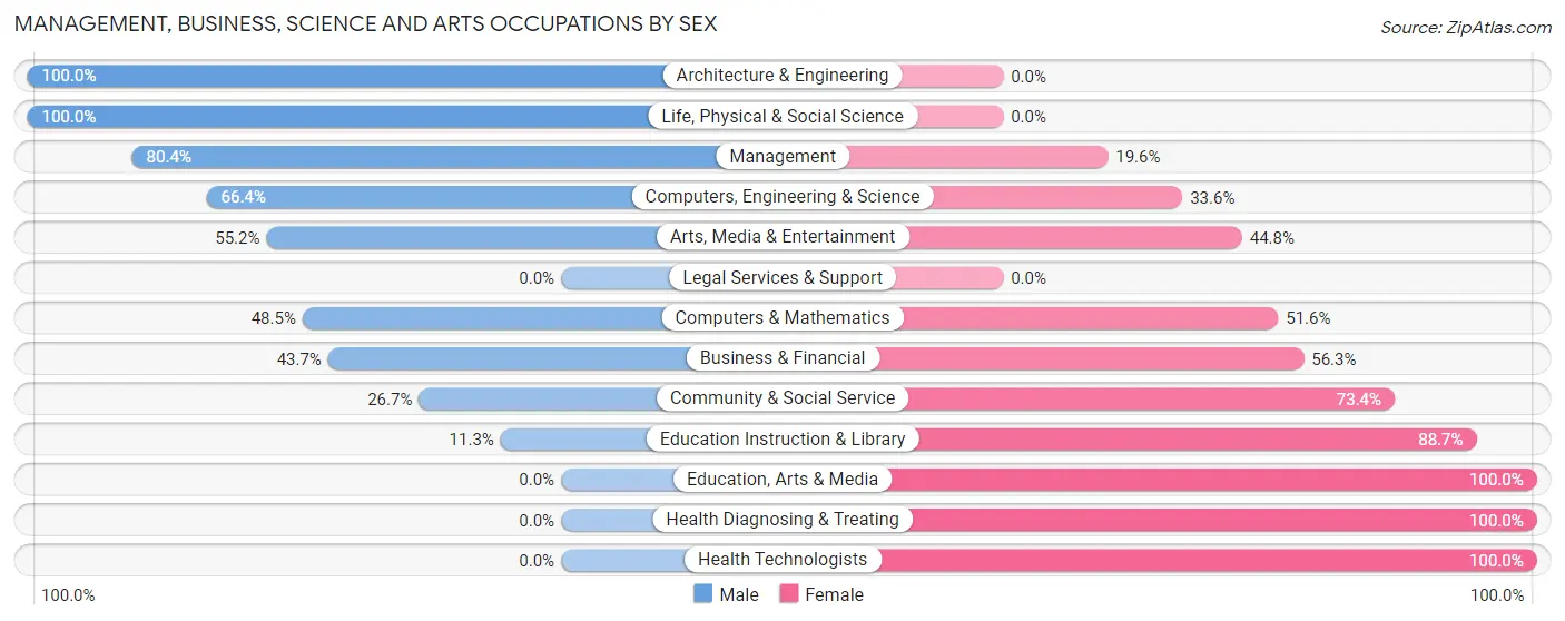Management, Business, Science and Arts Occupations by Sex in Zip Code 03848