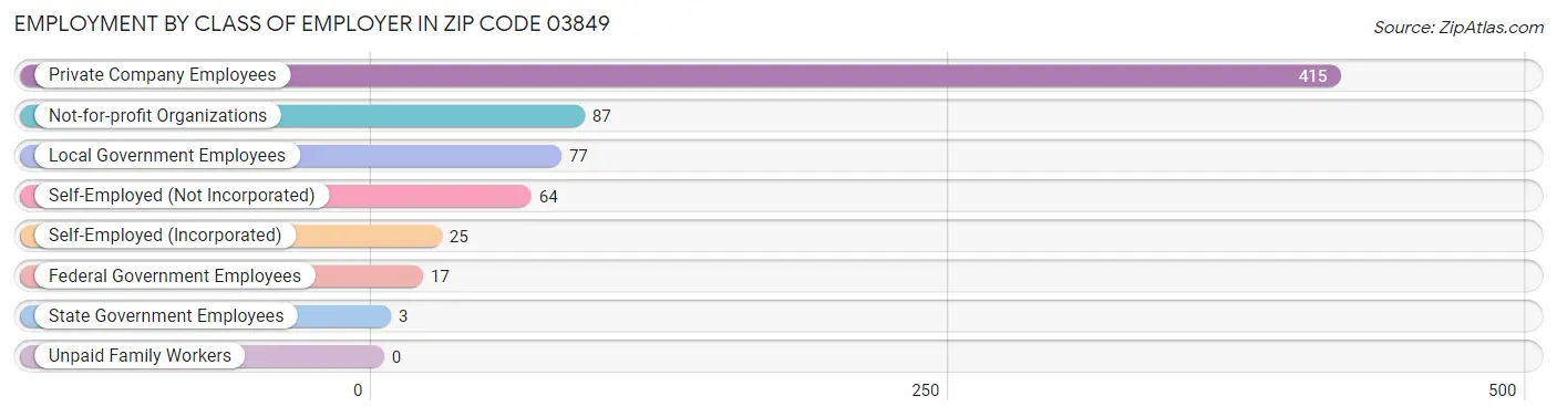 Employment by Class of Employer in Zip Code 03849