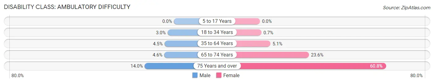 Disability in Zip Code 03851: <span>Ambulatory Difficulty</span>