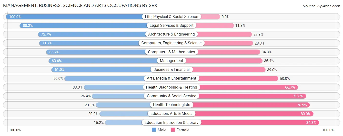 Management, Business, Science and Arts Occupations by Sex in Zip Code 03856