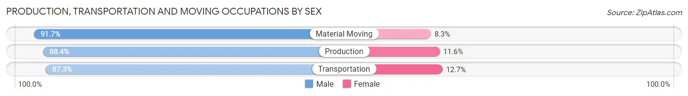 Production, Transportation and Moving Occupations by Sex in Zip Code 03857