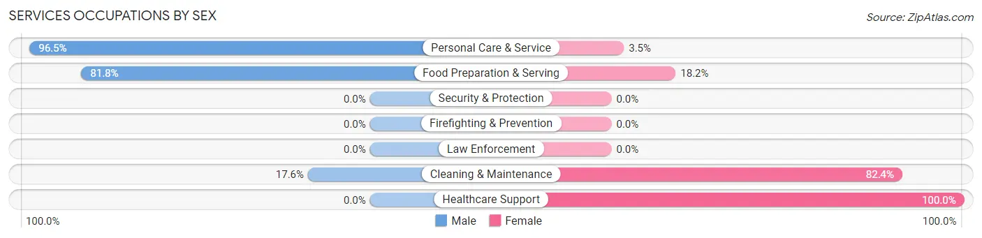 Services Occupations by Sex in Zip Code 03860